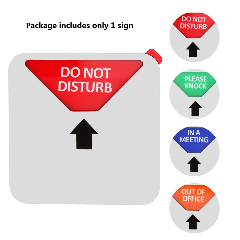 Kichwit Privacy Sign, Do Not Disturb, Out of Office, Please Knock, in a Meeting, Conference Sign for Offices, Square Shaped, 4.9 Inch, Silver - Image 2